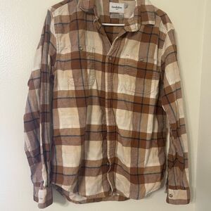 Goodfellow & Co Brown and Cream Plaid Shirt